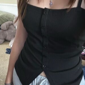 Black Button-Up Women's Top